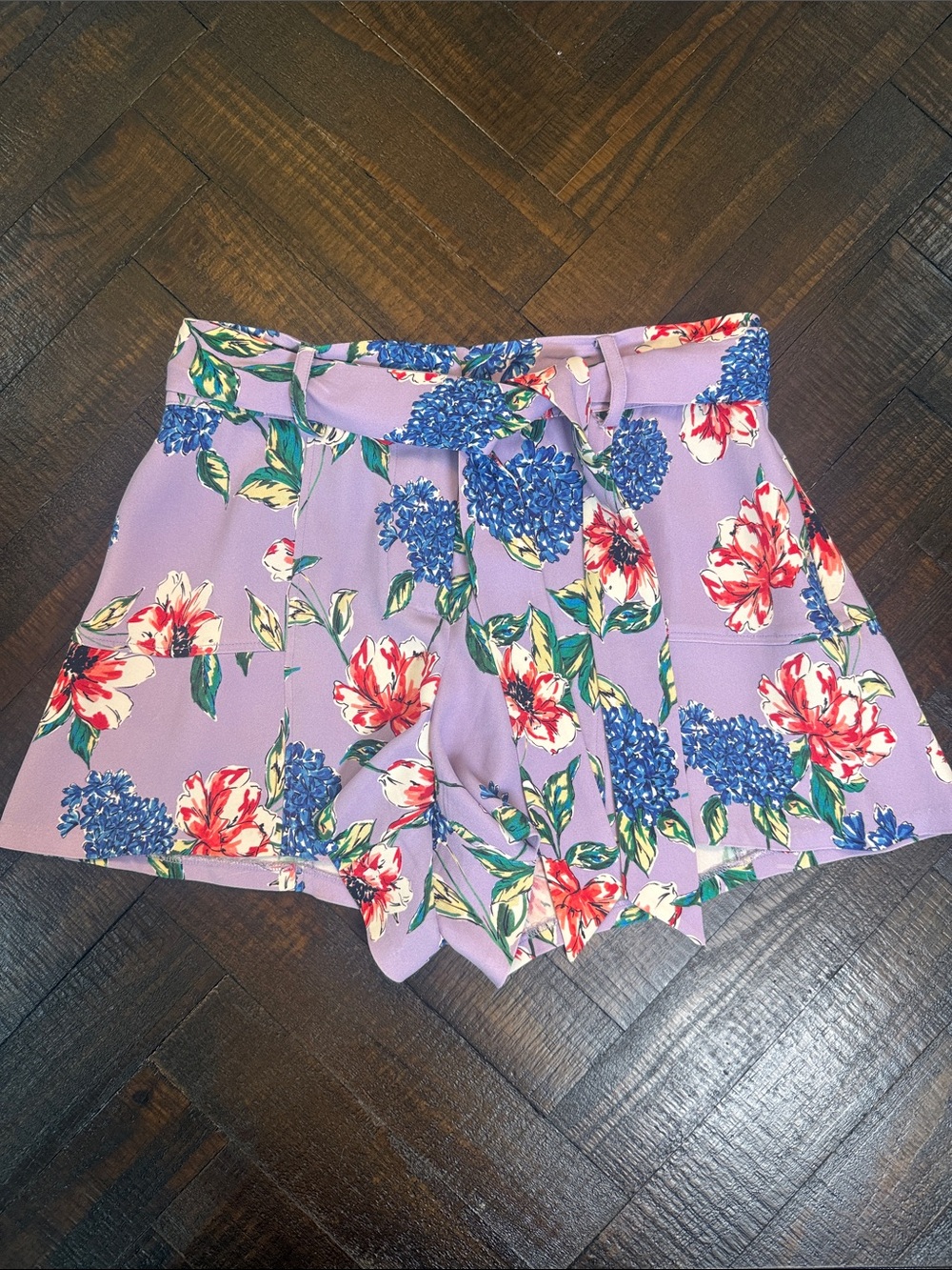 Parker Lilac Floral Tie Waist Shorts Size 4 Cottagecore Boho